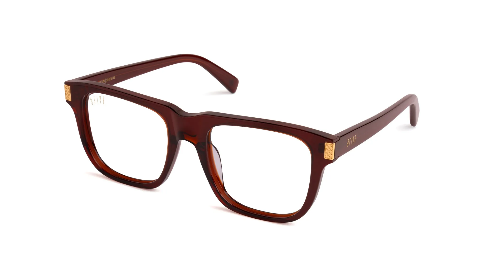 9FIVE Ocean Cognac & 24K Gold Clear Lens Glasses