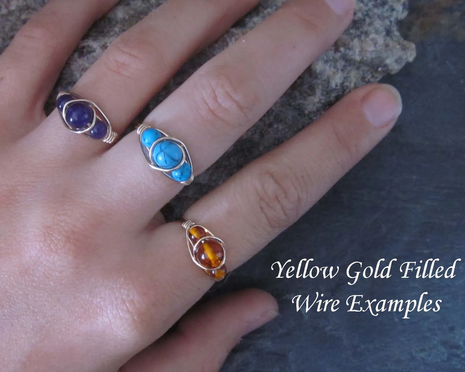 Blue Sodalite Wire Wrapped Ring 1pc (Custom Sizes)