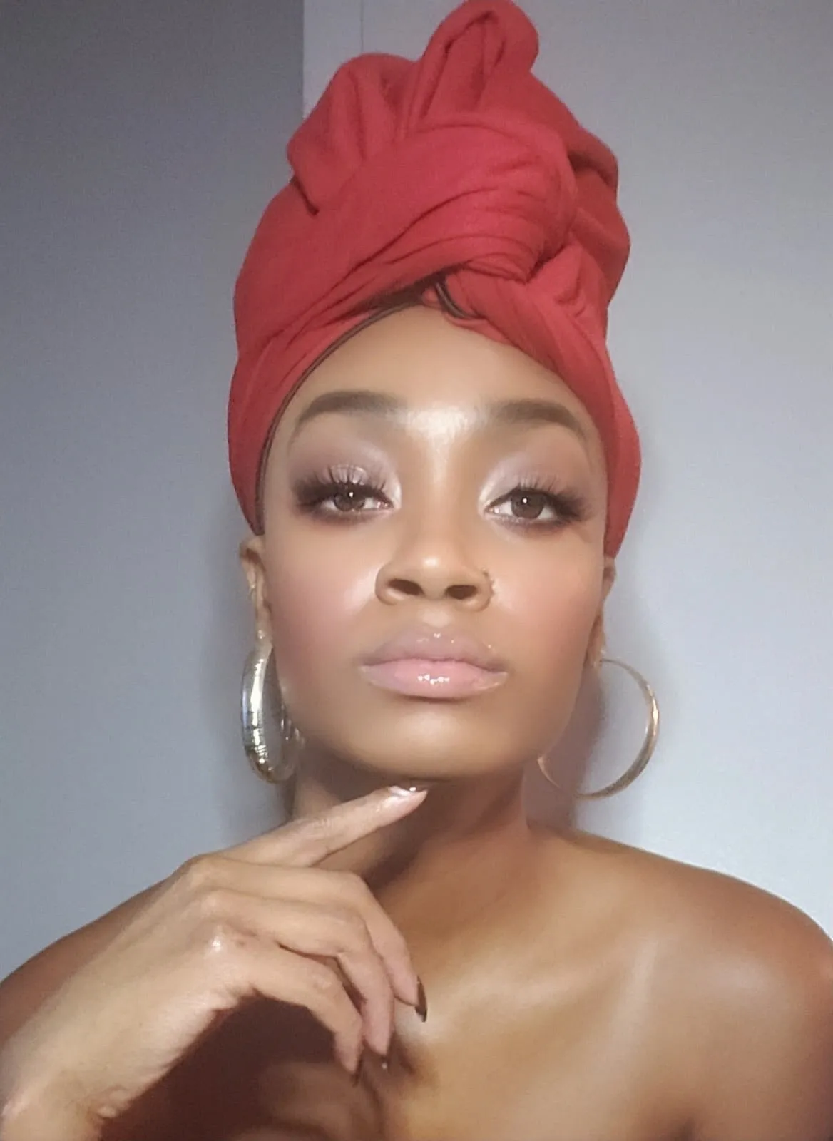 Burgundy Jersey Knit Stretched Fabric Satin Lined Headwrap