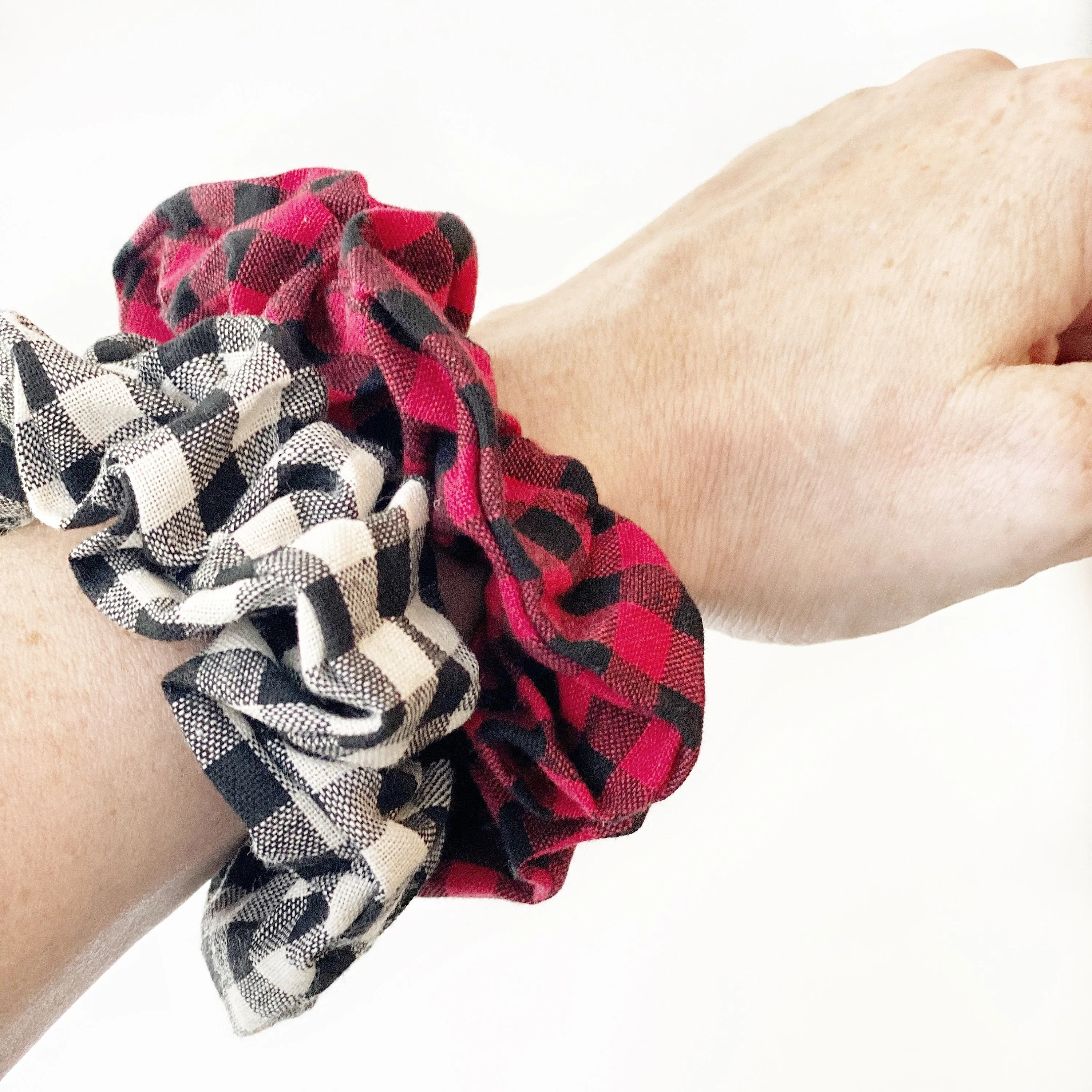 Camping Hair Don't Care, Buffalo Plaid Camping Birthday Party Favors, Glamping Hair Scrunchie