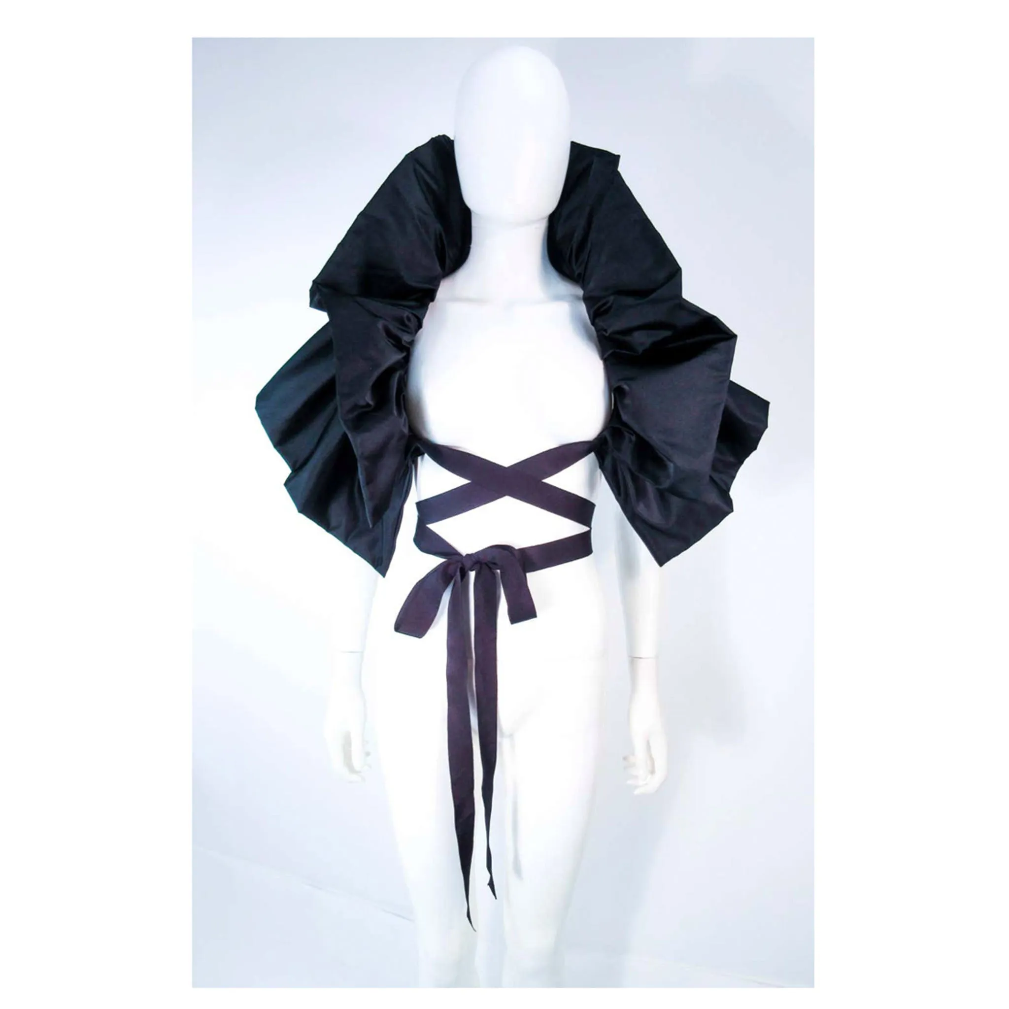 ELIZABETH MASON COUTURE 'Avant Garde' Black Silk Wrap Made to Order
