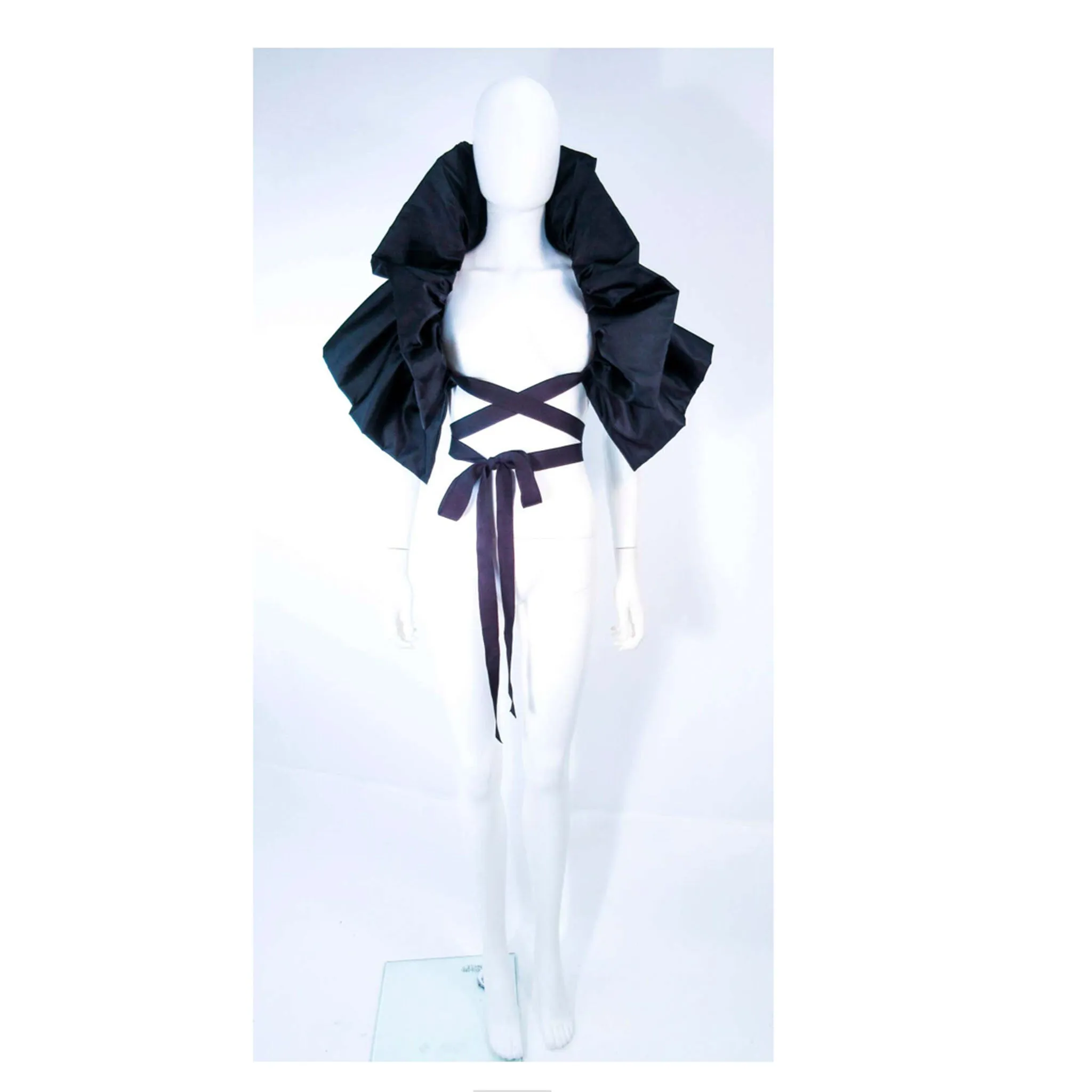 ELIZABETH MASON COUTURE 'Avant Garde' Black Silk Wrap Made to Order