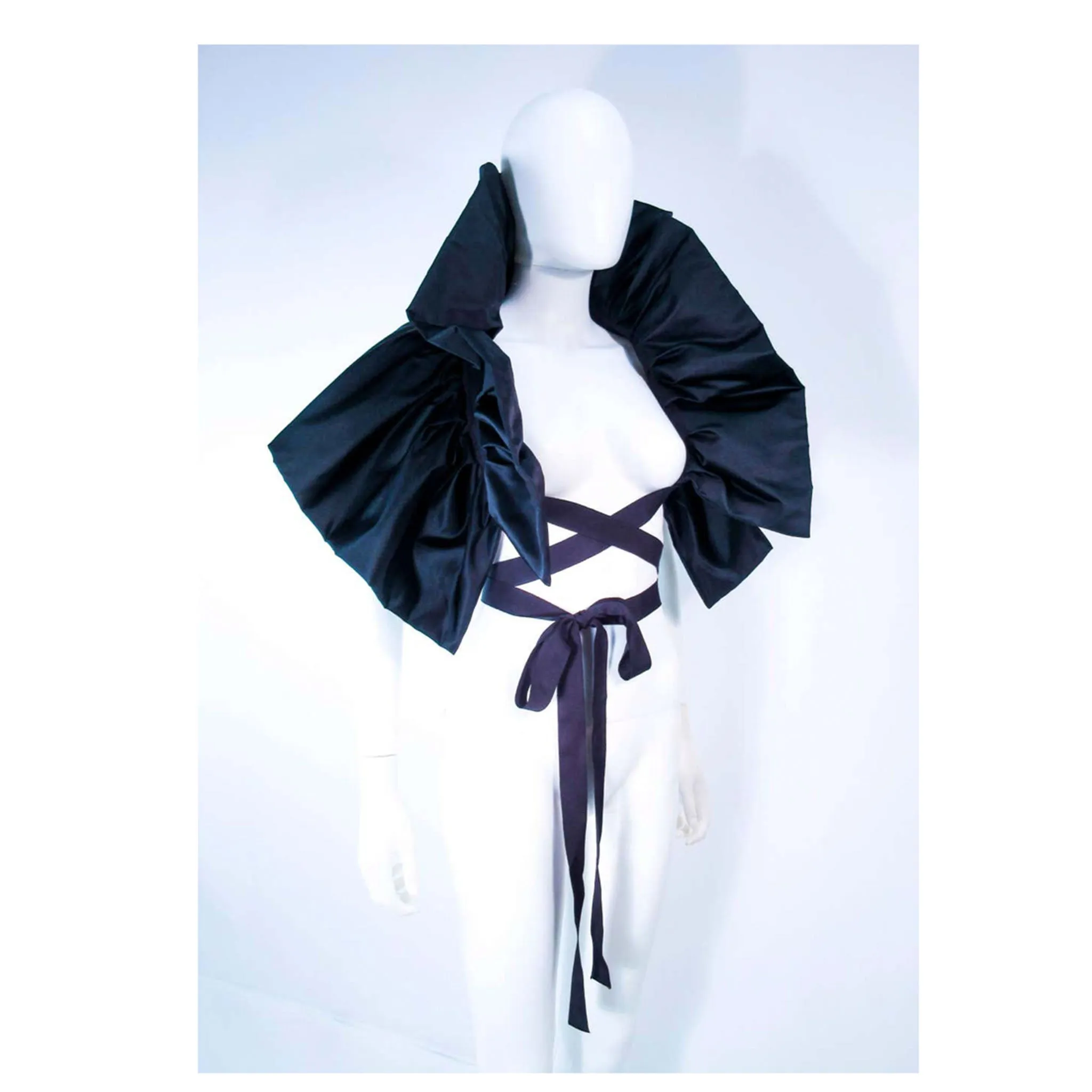 ELIZABETH MASON COUTURE 'Avant Garde' Black Silk Wrap Made to Order