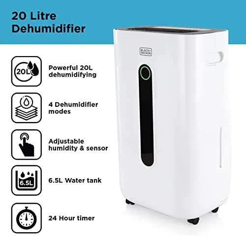 Extra Large High Performance 20 Litre Dehumidifier BLACK (New)