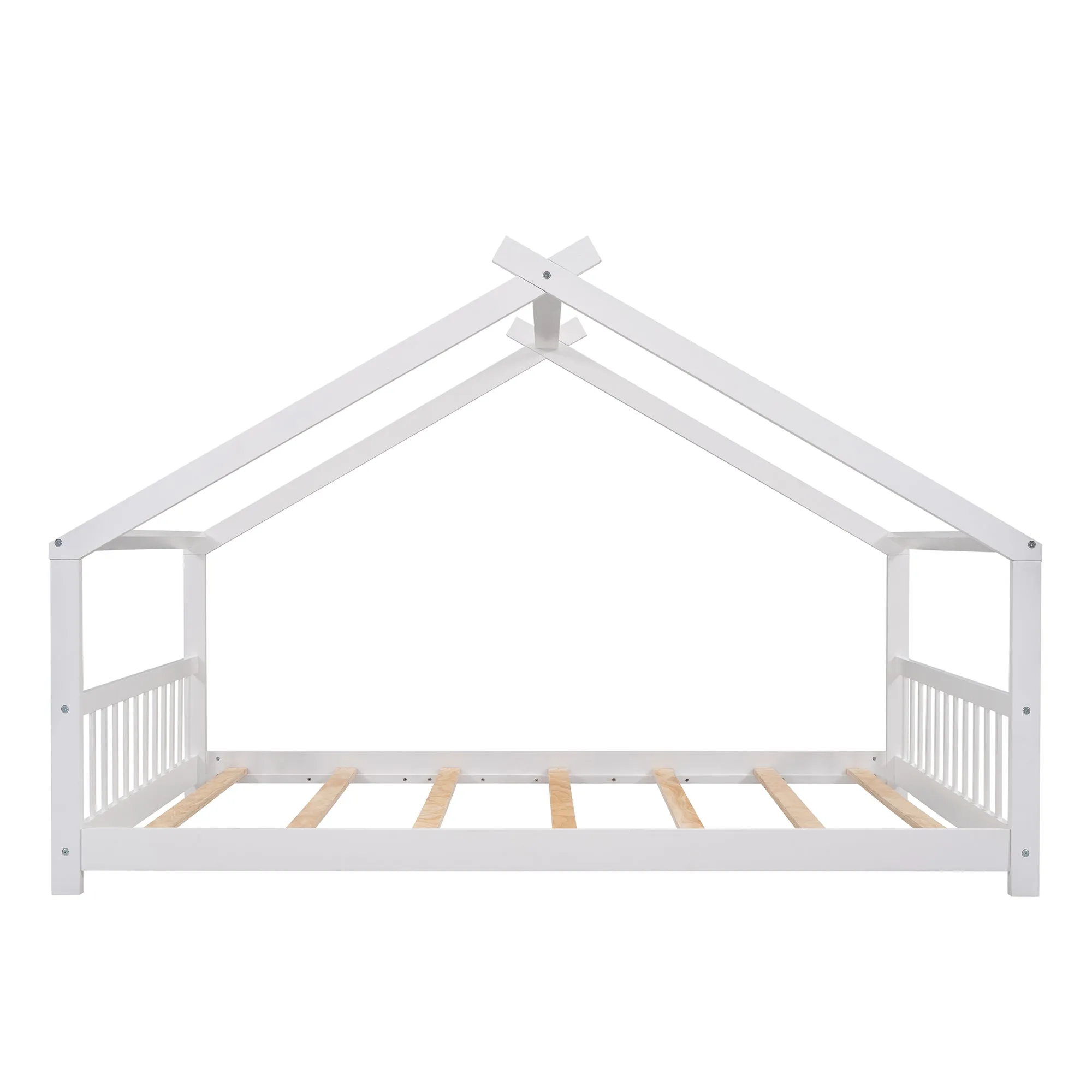 Full Size House Bed Wood Bed, White
