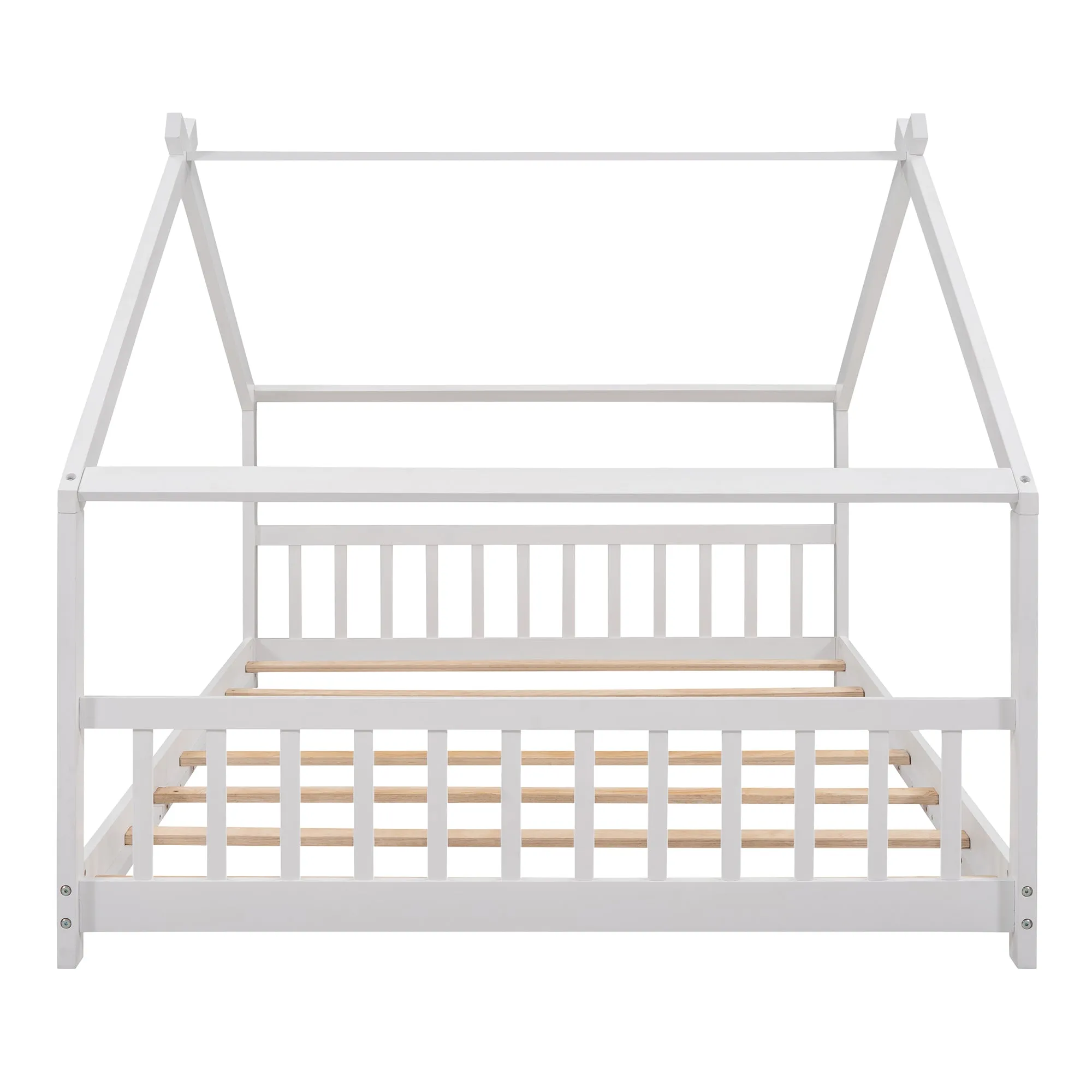 Full Size House Bed Wood Bed, White