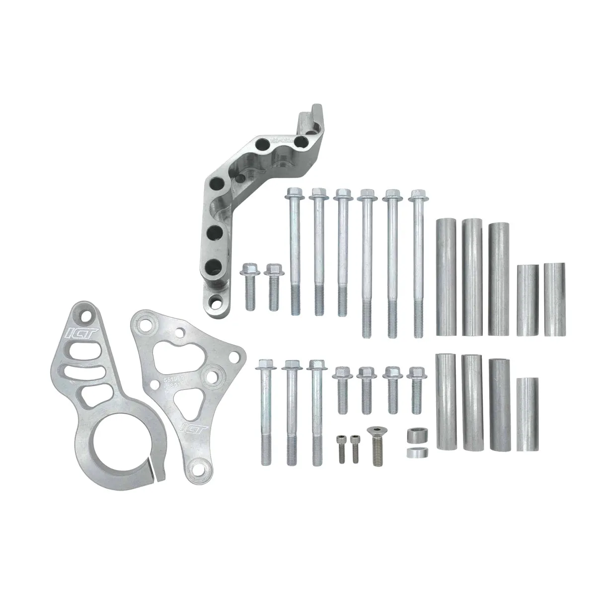 ICT Billet Fuel Pump Bracket - Bolt-On - Passenger Side - Block Mount - Aeromotive 6 GPM/12 GPM Fuel Pumps