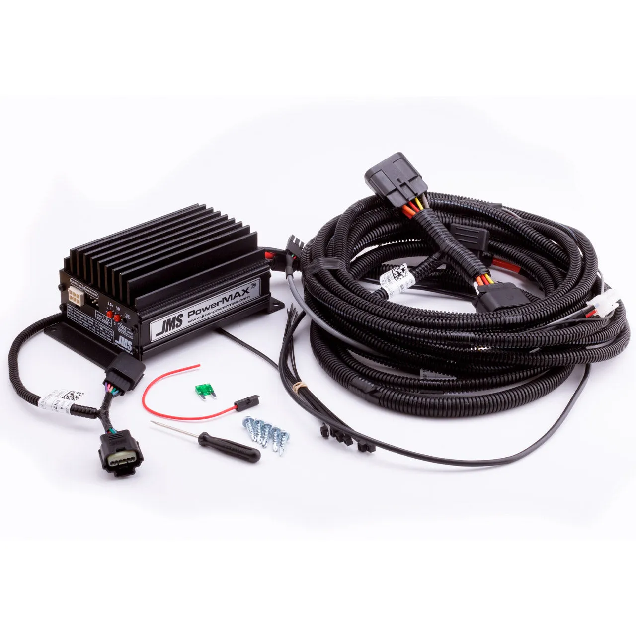 JMS PowerMAX V2 Fuel Pump Booster - Splice-In - 14.5-18V Range - 3-7 psi More - Ford Mustang 2015-16