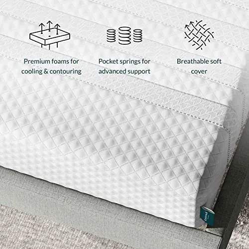 Leesa Sapira Hybrid 11" Mattress, Queen Size, Premium Cooling Foam and Pocket Spring / CertiPUR-US Certified / 100-Night Trial