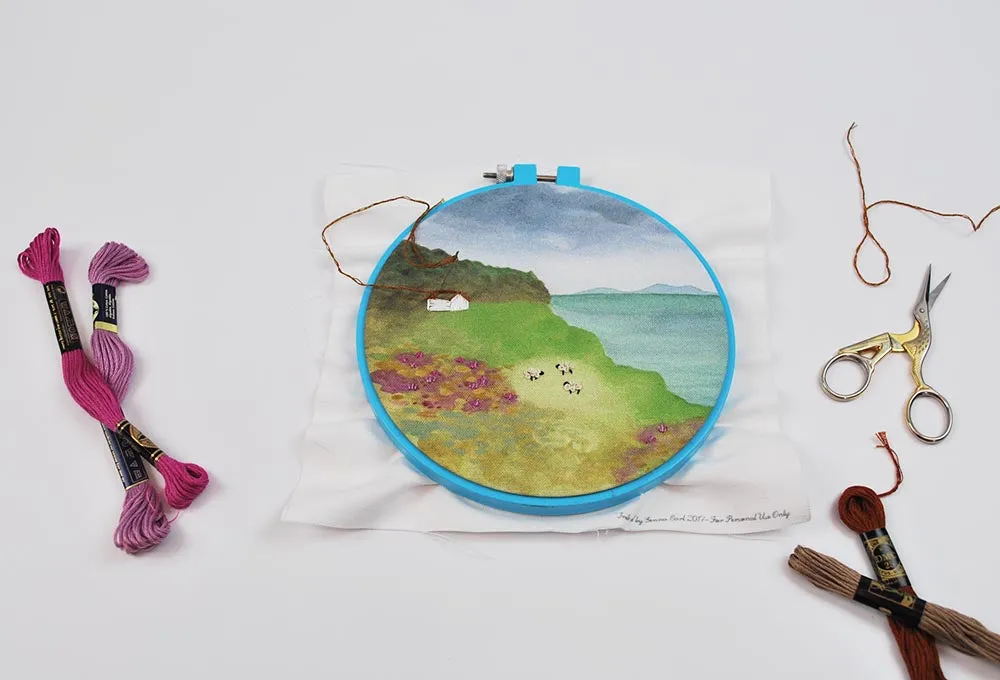 "Ireland" Waldorf Inspired Embroidery Background, Fill in with Your Own Stitches