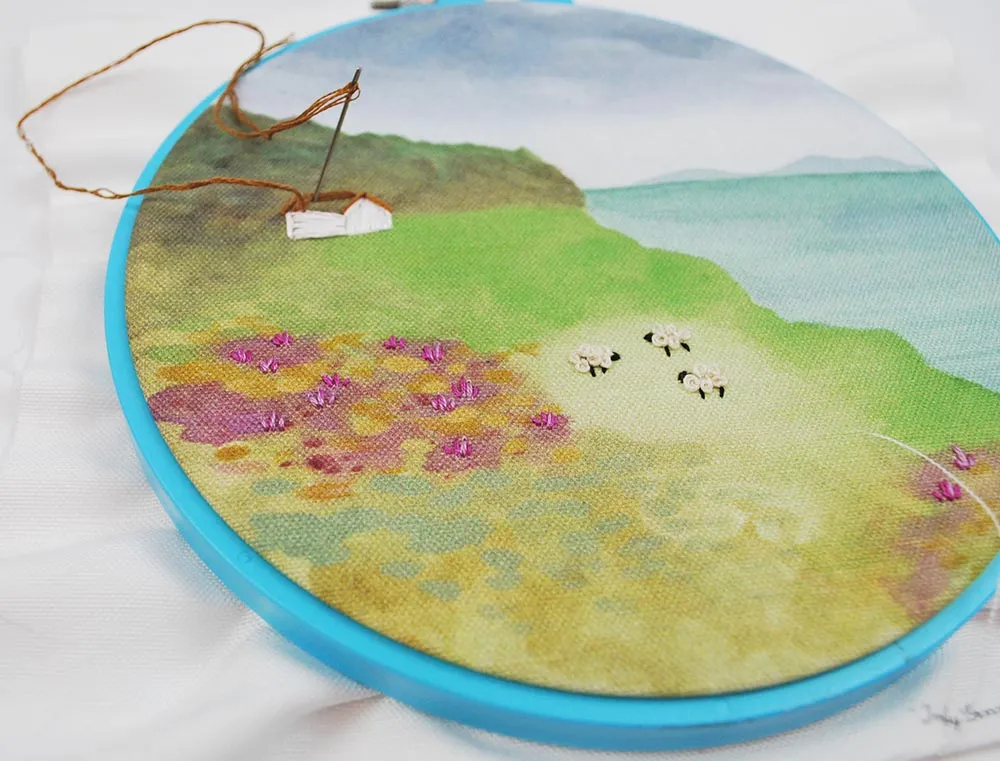 "Ireland" Waldorf Inspired Embroidery Background, Fill in with Your Own Stitches