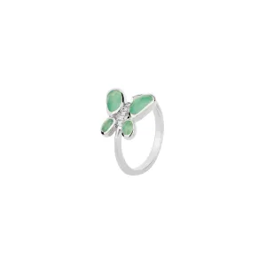 Silver Chrysoprase Polki Butterfly Ring