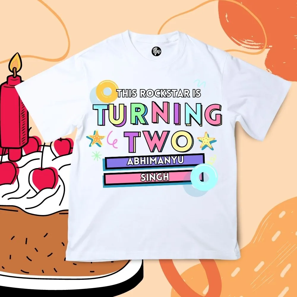 This Rockstar is turning TWO | Party Theme Personalized T-Shirt